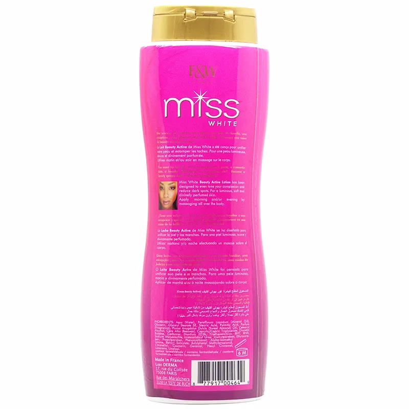 F & W MISS WHITE LIGHTENING BODY LOTION 500ML – Image 2
