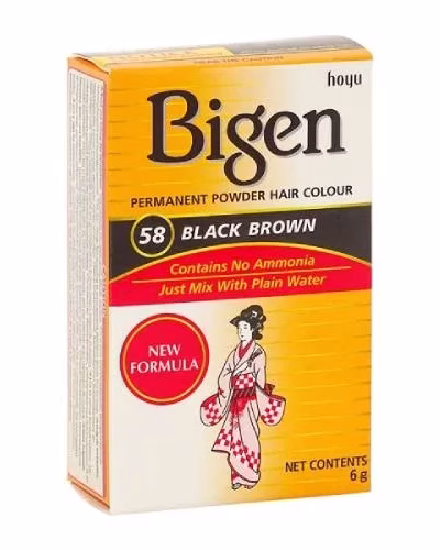 BIGEN 58 PERMANENT POWDER HAIR COLOR BLACK BROWN