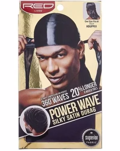 Red by Kiss Wave Cap Power Wave Silky Satin Durag Black