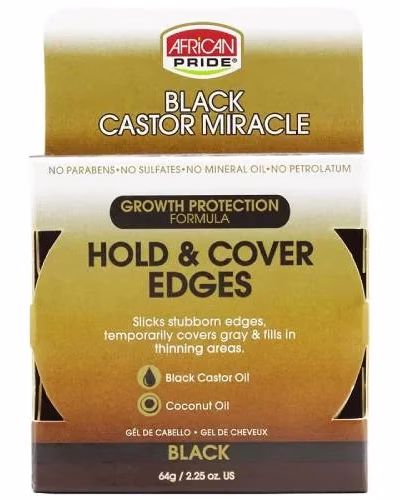 African Pride Black Castor Miracle Hold & Cover Edges Black 64g